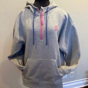 Peloton Gray Hoodie with Pink and Blue Accents